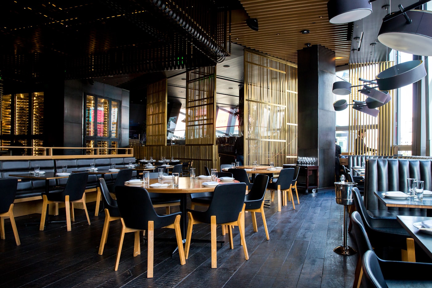 Hotel dining room with soft ambient lighting