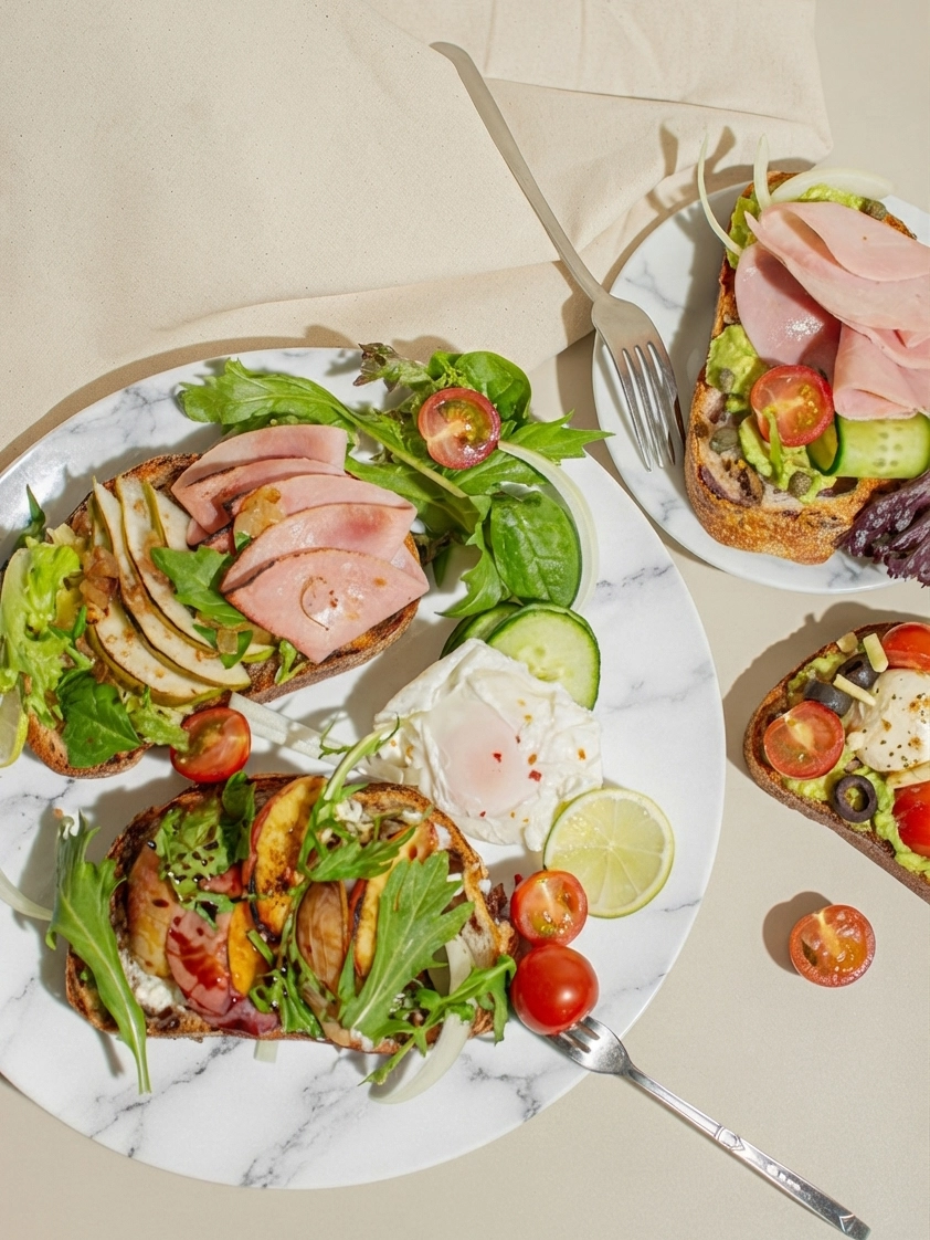 Brunch service on natural stone